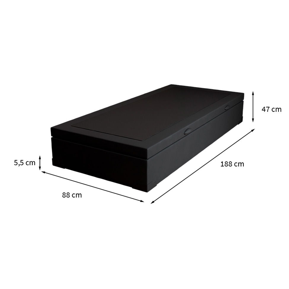 Base para Cama Box Solteiro Martin Premium com Baú Suede (47x88x188) Preta
