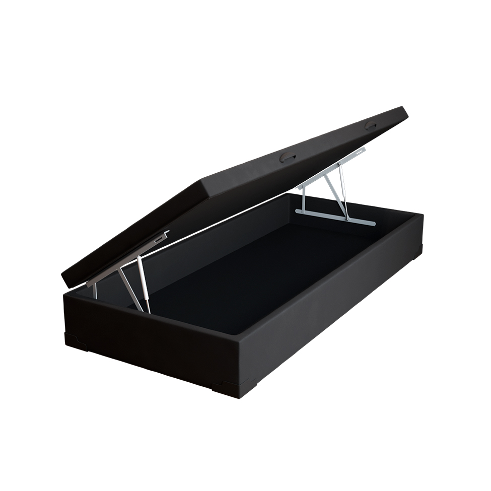 Base para Cama Box Solteiro Martin Premium com Baú Suede (47x88x188) Preta