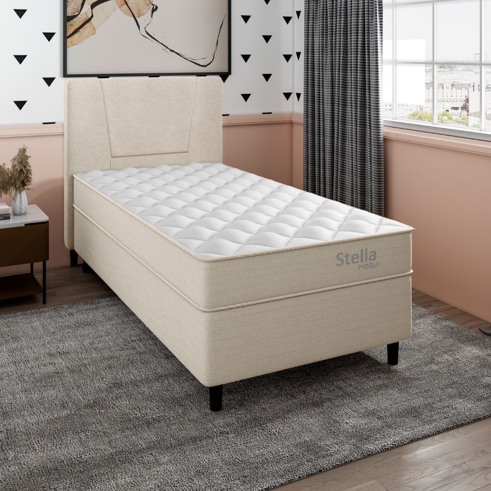 Base para Cama Box Solteiro Stella (40x88x188) Bege