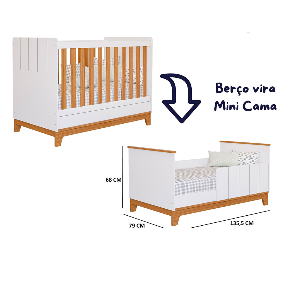 Berço Minicama Biscoito Branco e Nature