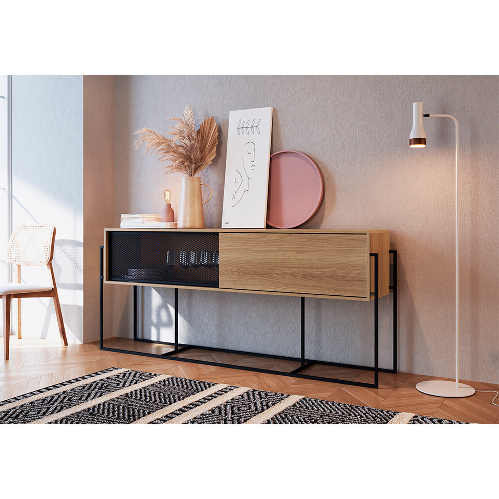 Buffet Balcão York 2 PT Hanover e Preto