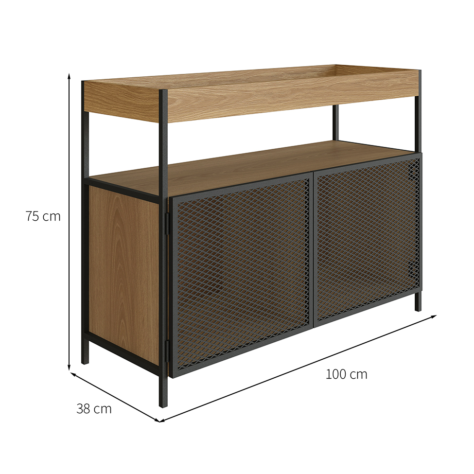 Buffet Bar York 2 PT Hanover e Preto