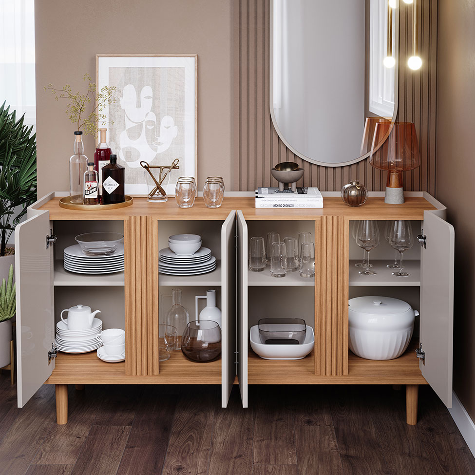 Buffet Eva 4 PT Off White e Nature