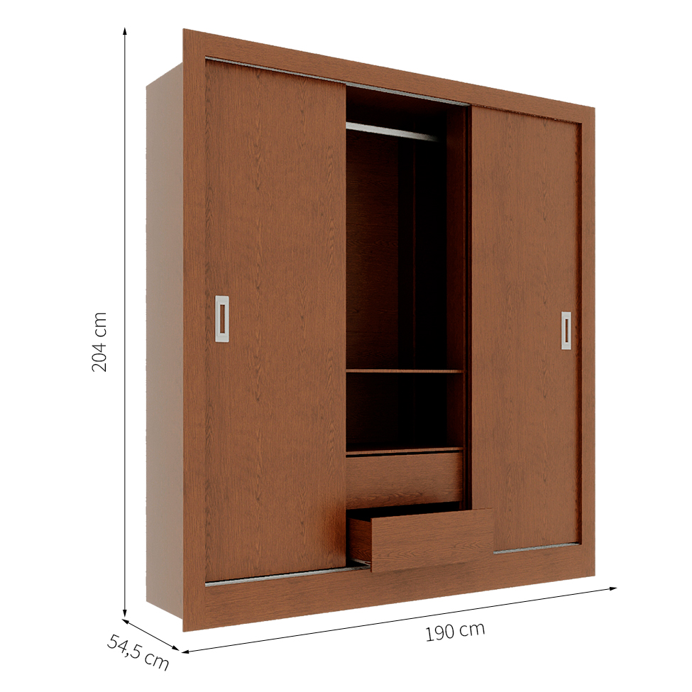  Guarda-Roupa Casal Luiza 3 Portas 2 Gavetas Carvalho