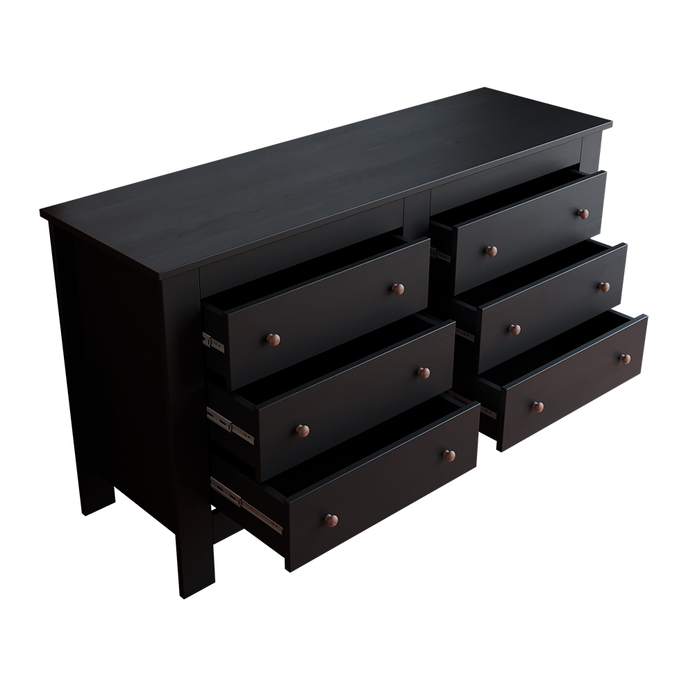Cômoda Annanda 6 Gavetas Preta