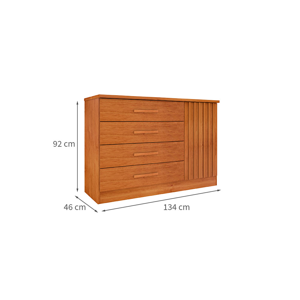 Cômoda Hera 1 Porta 4 Gavetas Cinamomo