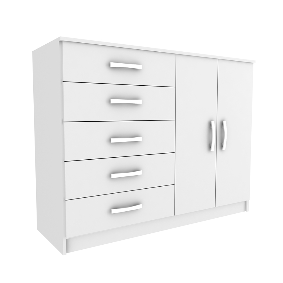 Cômoda Panamá 2 Portas 5 Gavetas Branca
