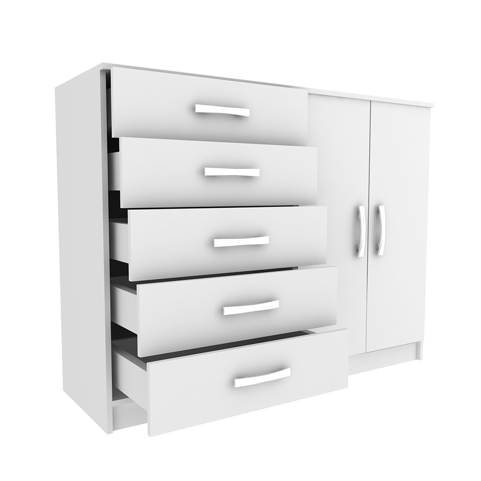 Cômoda Panamá 2 Portas 5 Gavetas Branca
