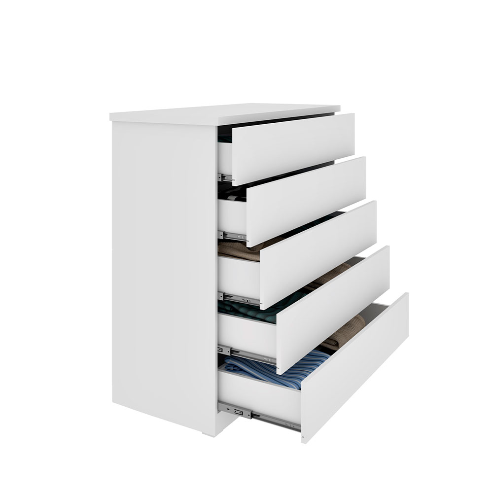 Cômoda Premium 5 Gavetas Neve