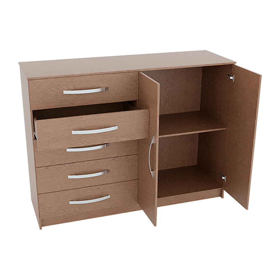 Cômoda Sapateira Hoover 2 Portas 5 Gavetas Oak
