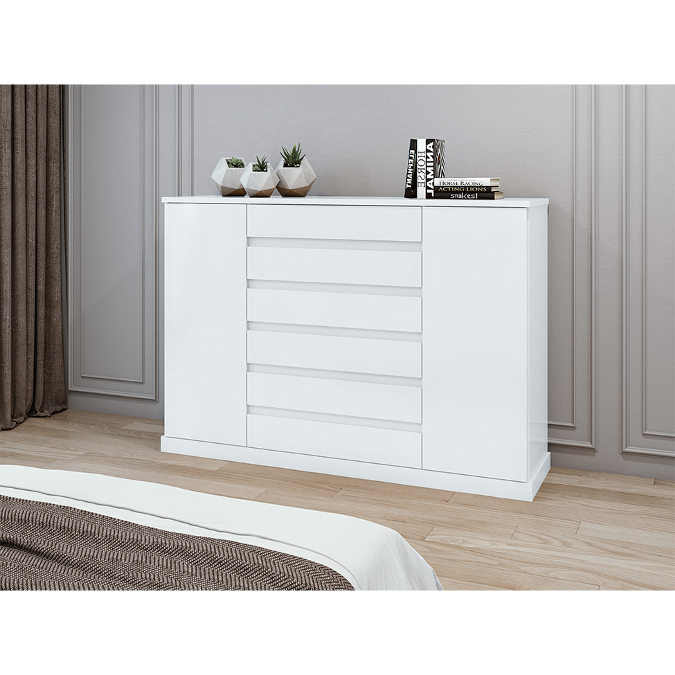 Cômoda Vedra 2 Portas 7 Gavetas Branca