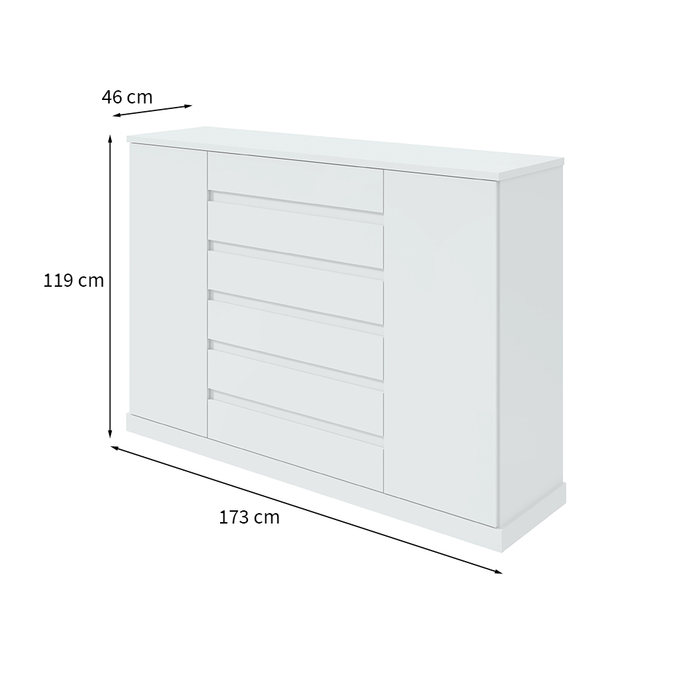 Cômoda Vedra 2 Portas 7 Gavetas Branca