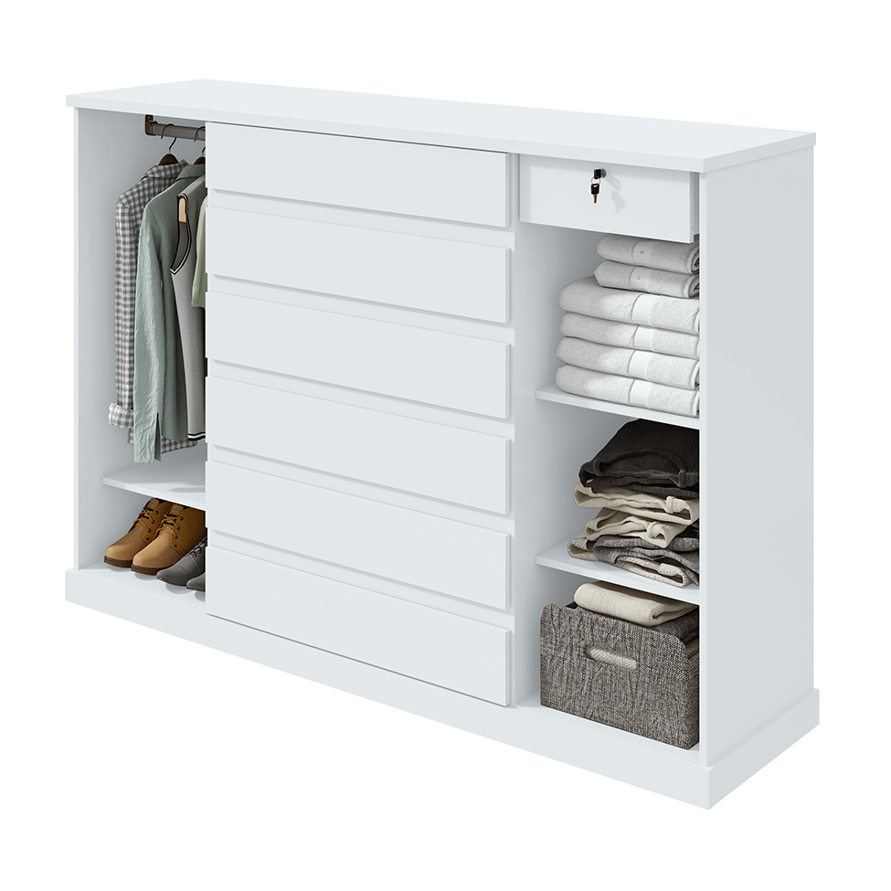 Cômoda Vedra 2 Portas 7 Gavetas Branca
