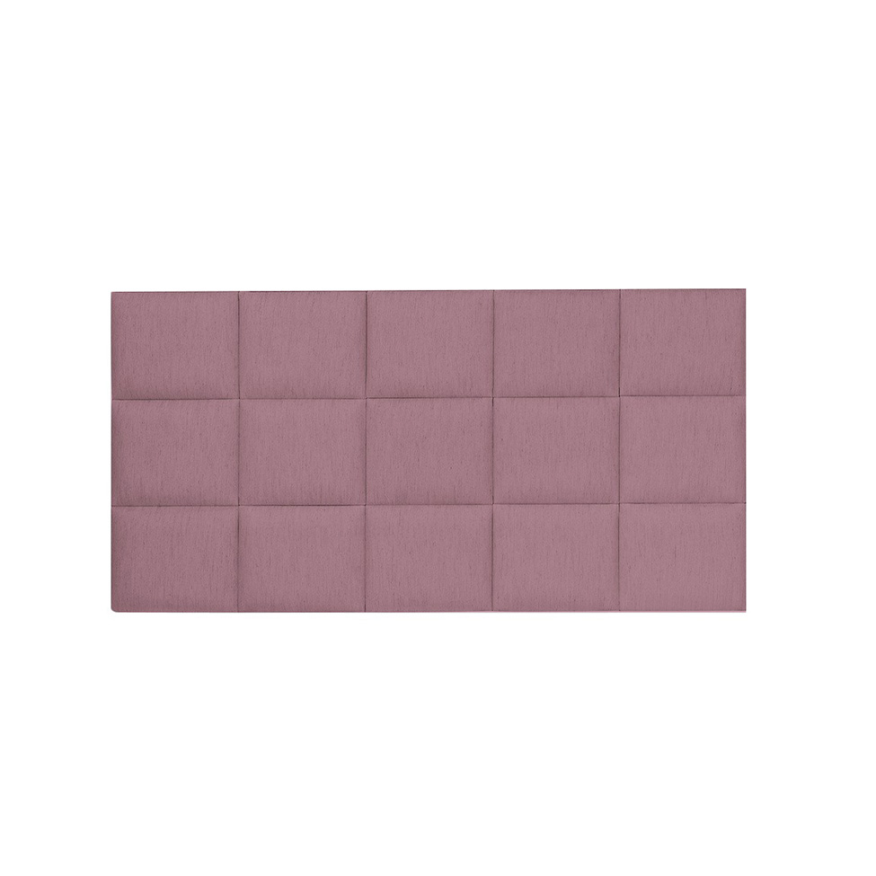 Cabeceira Casal Quadrados Veludo Rosa