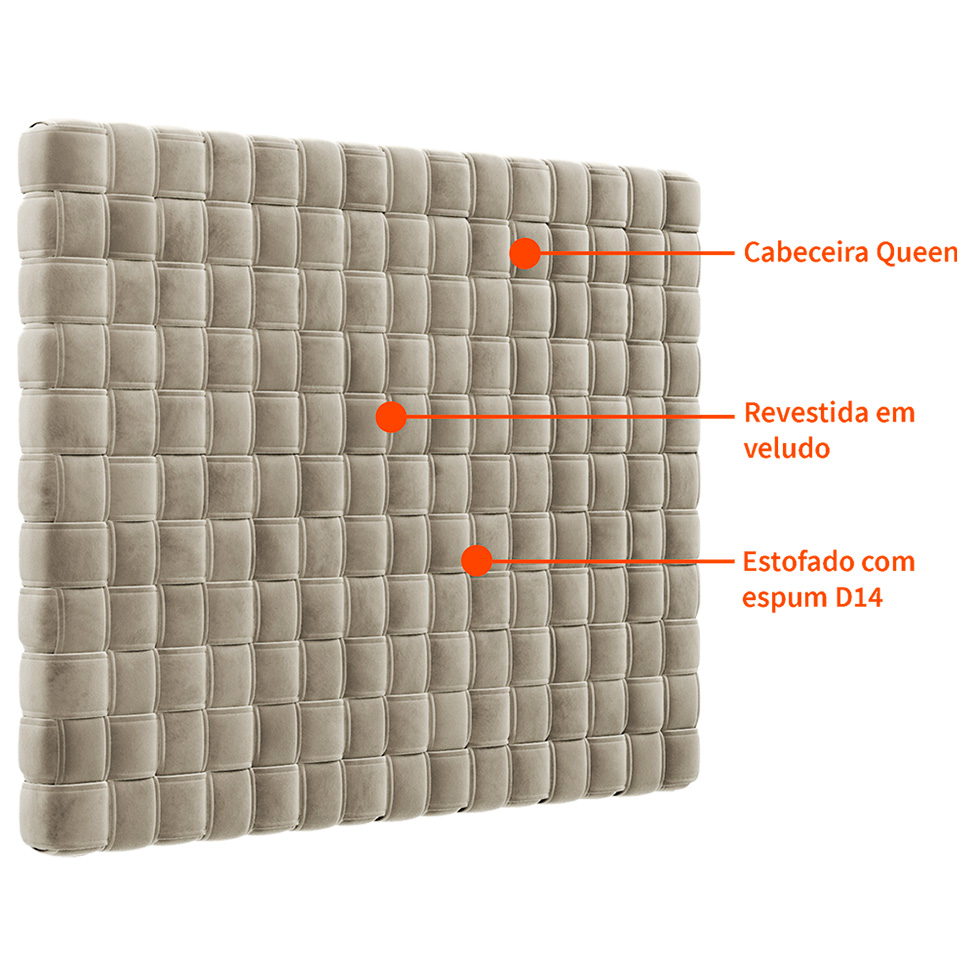 Cabeceira Queen Bill Velosuede Bege