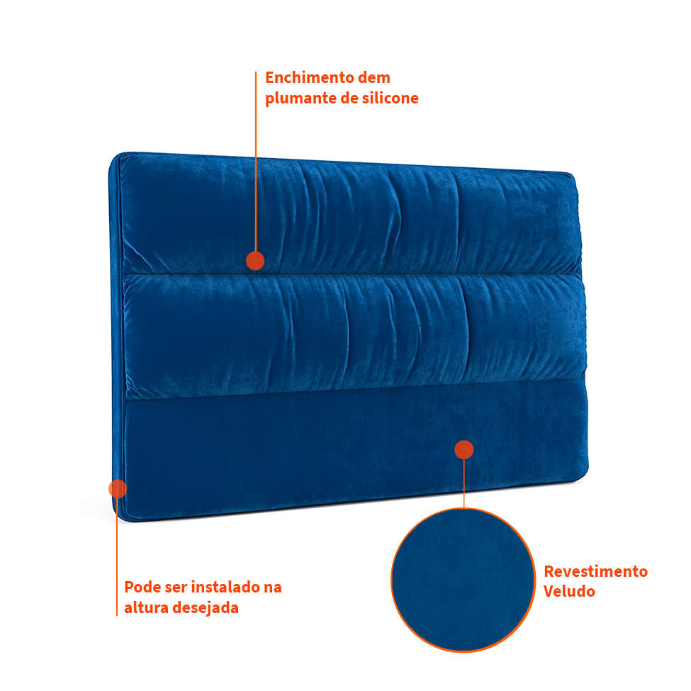 Cabeceira Queen Erikson Velosuede Azul Marinho