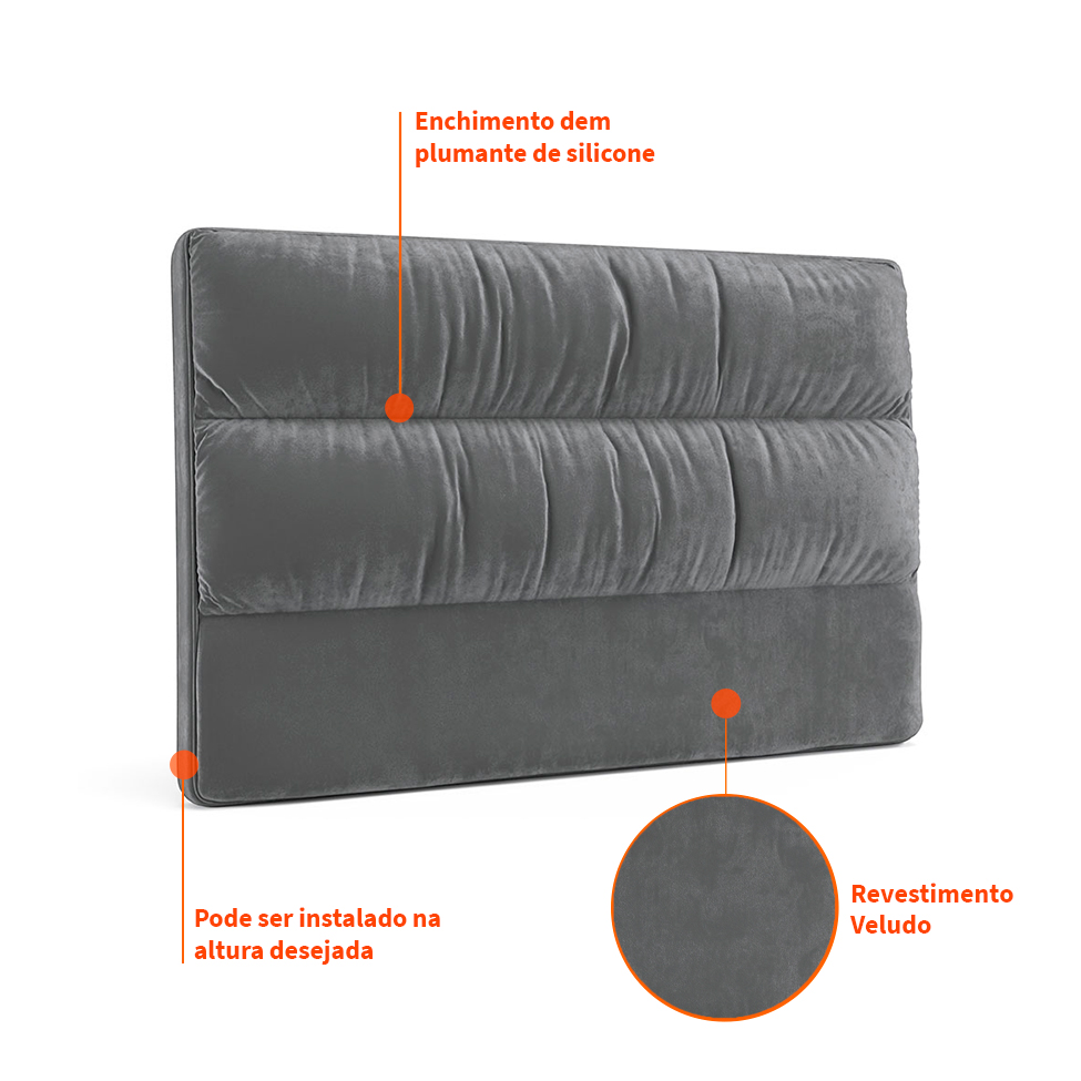 Cabeceira Queen Erikson Velosuede Grafite