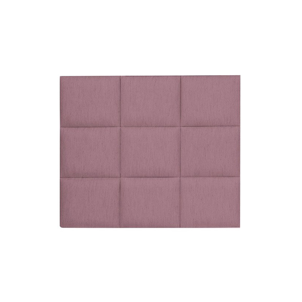 Cabeceira Solteiro Quadrados Veludo Rosa