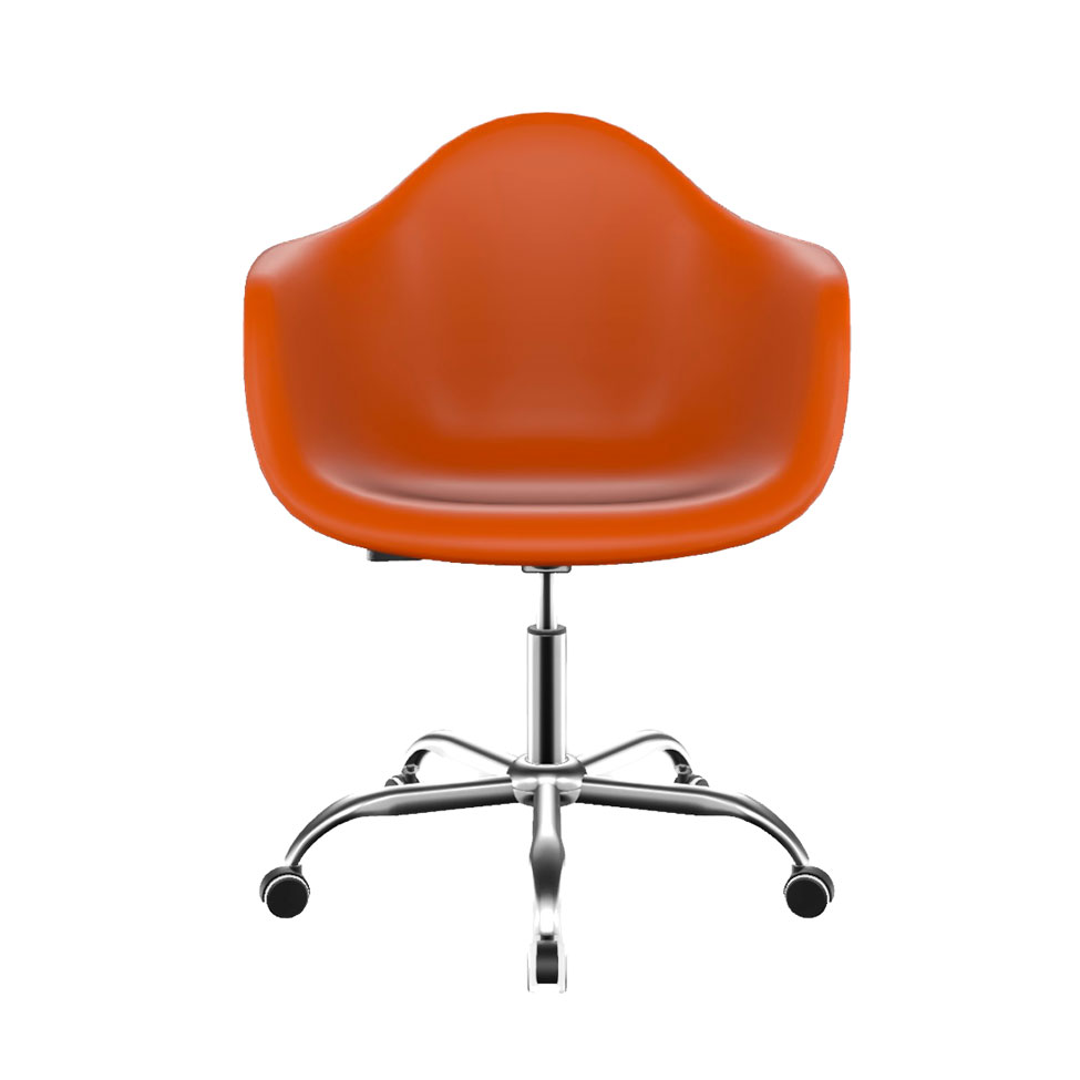 Cadeira Eames Arm Office Terracota e Cromada
