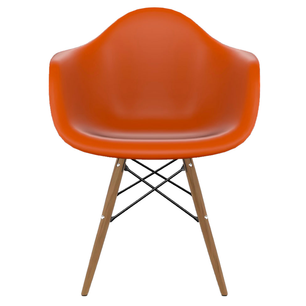 Cadeira Eames Arm Terracota e Madeira