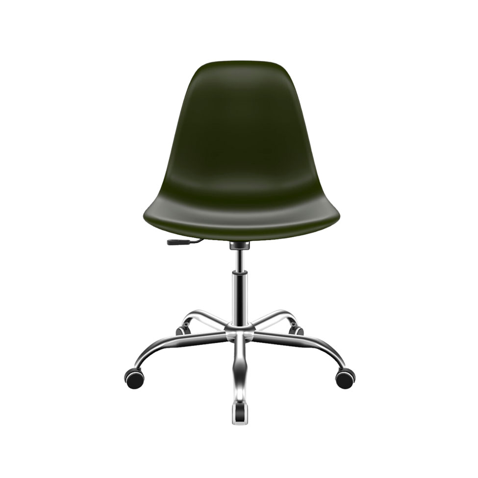 Cadeira Eames Office Verde Musgo e Cromada