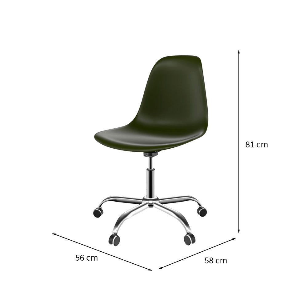 Cadeira Eames Office Verde Musgo e Cromada