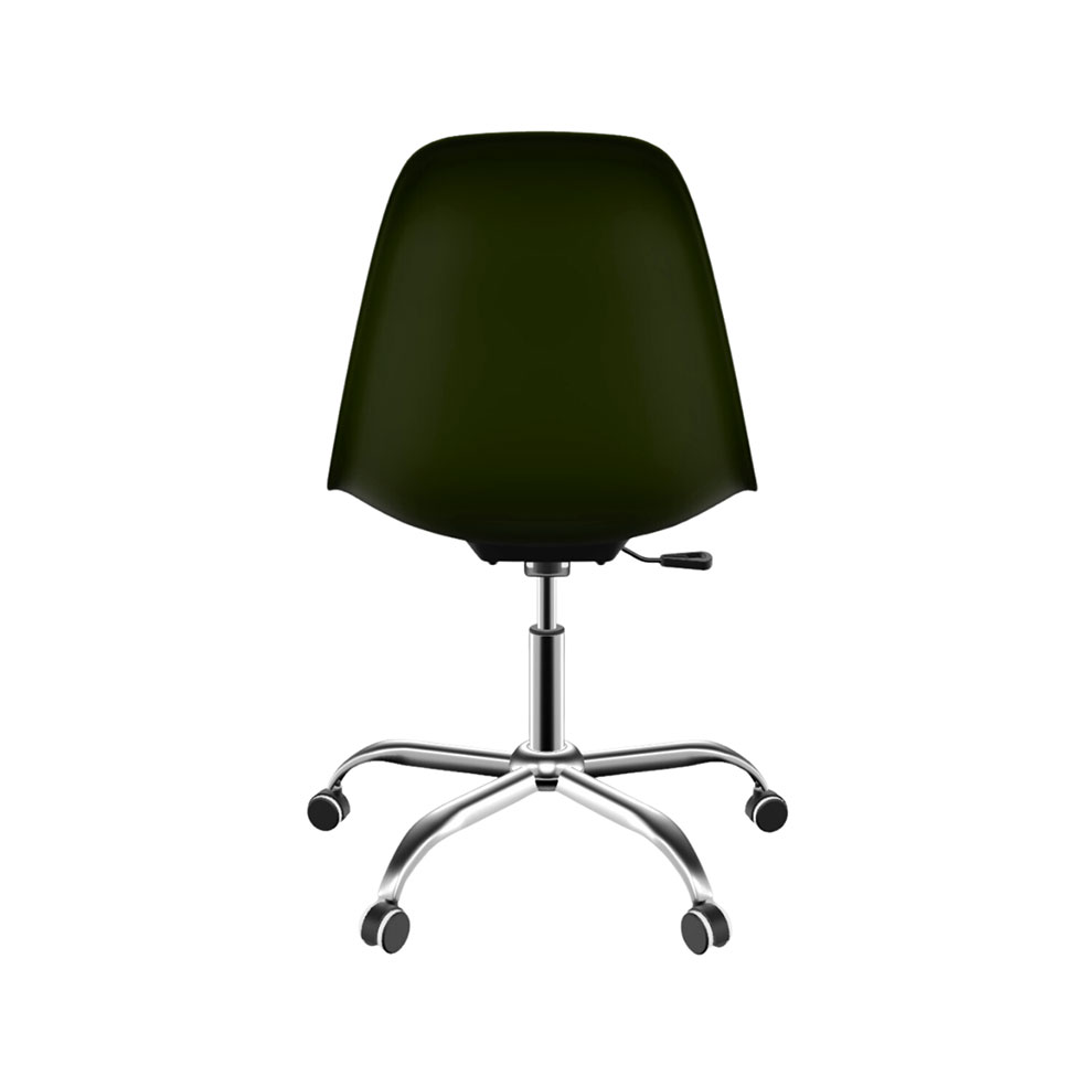 Cadeira Eames Office Verde Musgo e Cromada