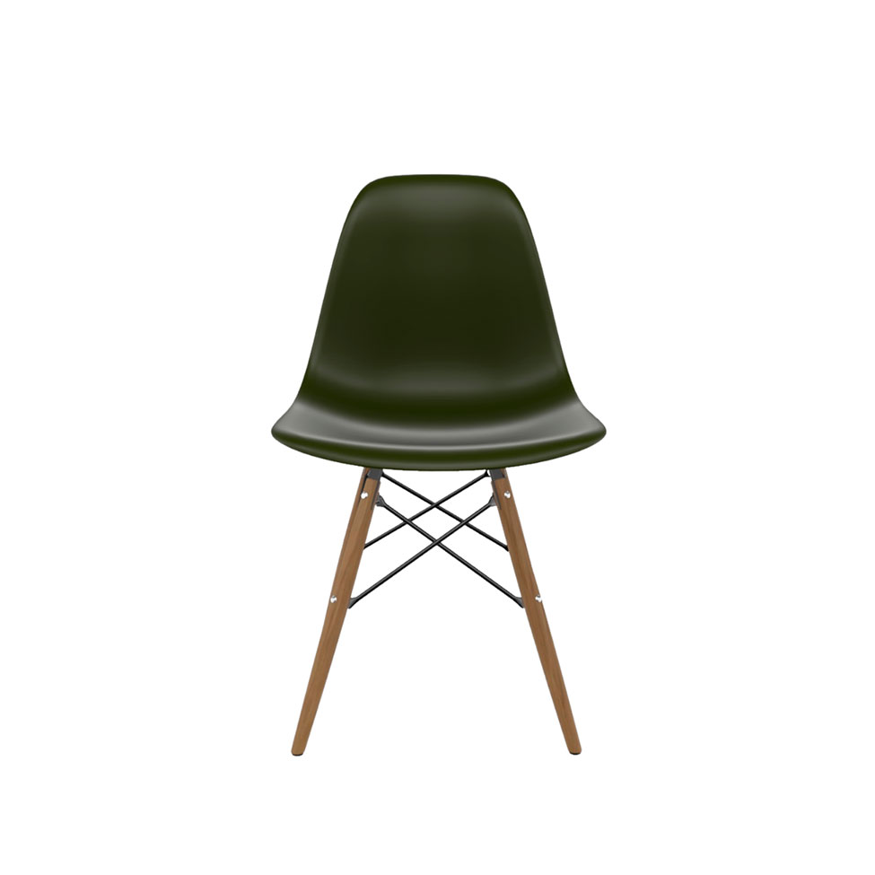 Cadeira Eames Verde Musgo e Madeira