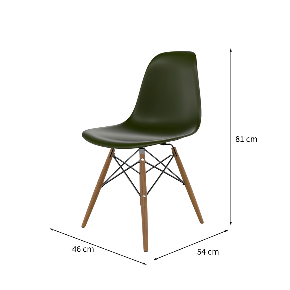 Cadeira Eames Verde Musgo e Madeira