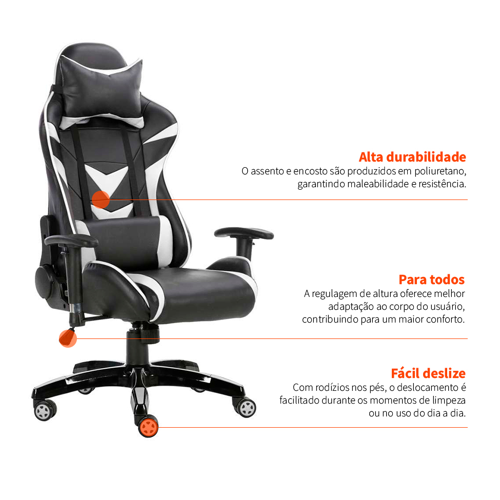 Cadeira Gamer Craft Preta e Branca
