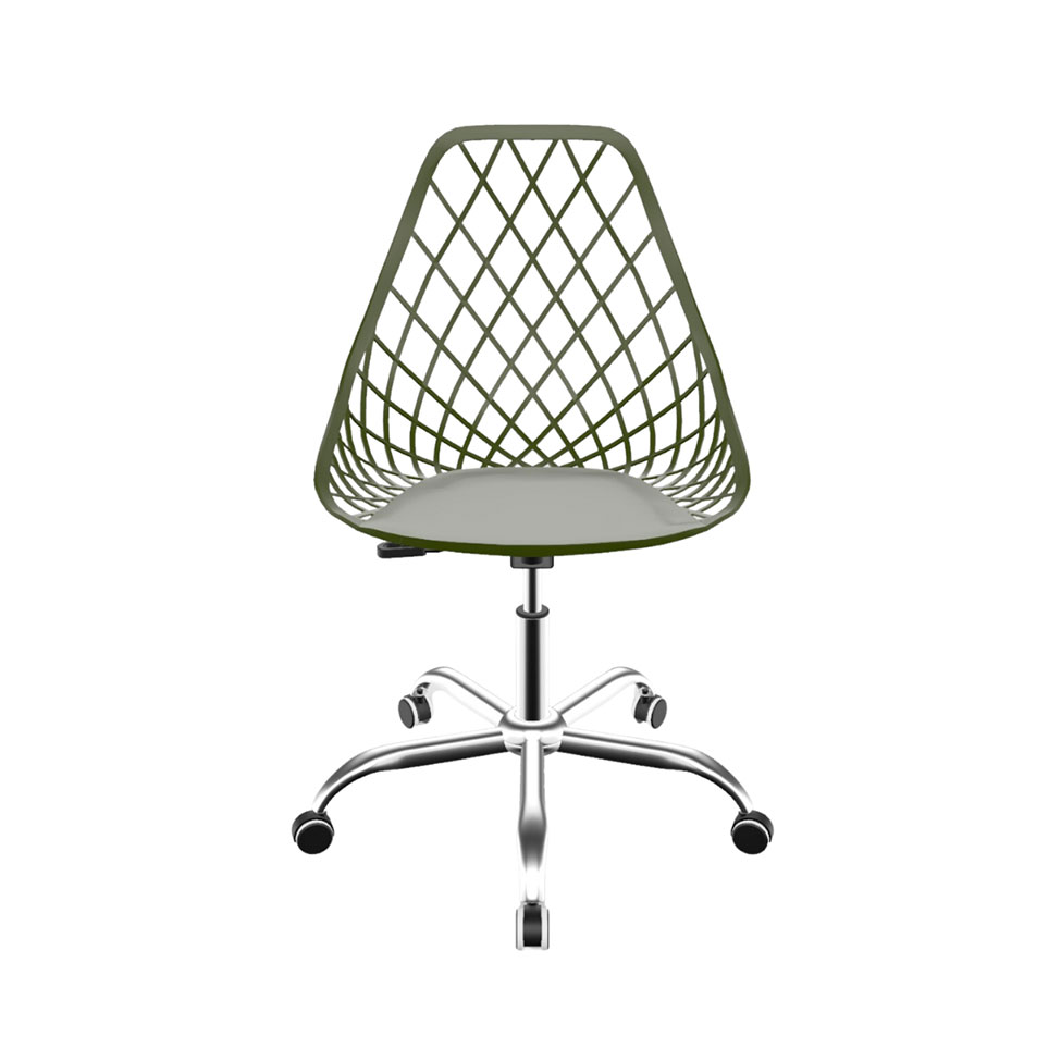 Cadeira Kayla Office Verde Musgo e Cromada