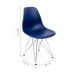 Cadeira de Cozinha Eames Cromada e Azul Marinho