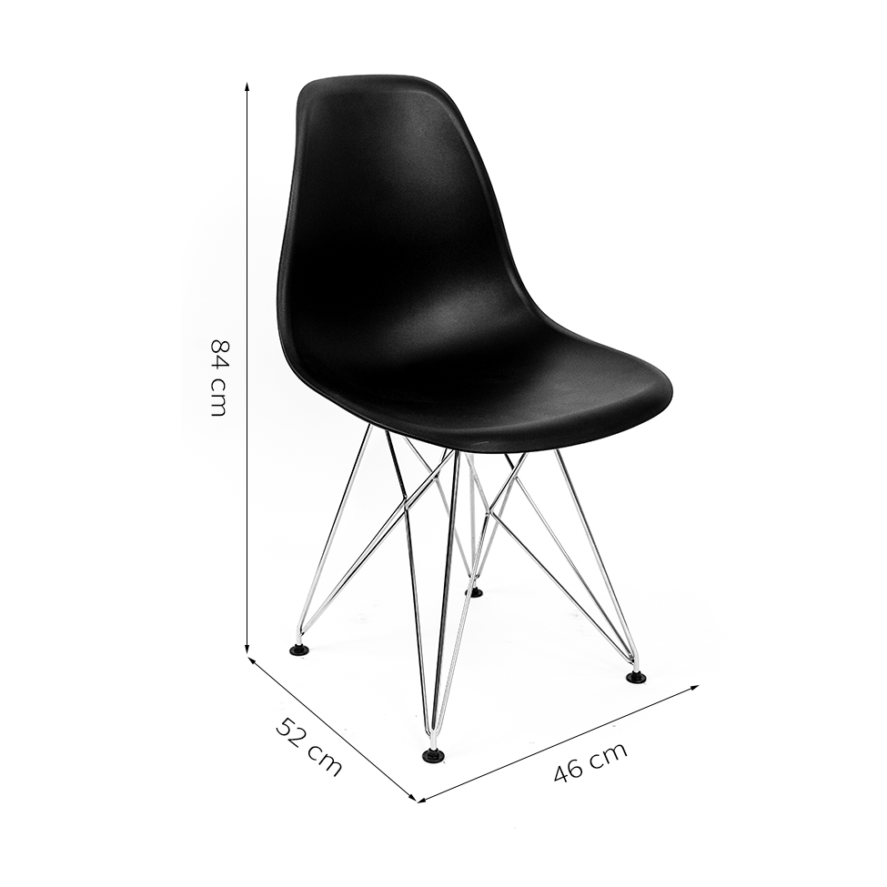 Cadeira de Cozinha Eames Cromada e Preta