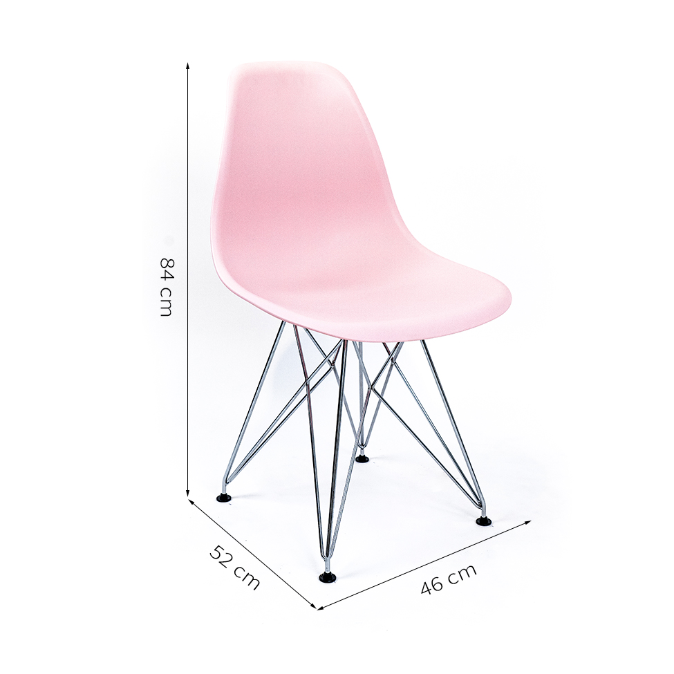 Cadeira de Cozinha Eames Cromada e Rosa