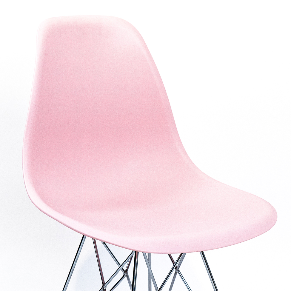 Cadeira de Cozinha Eames Cromada e Rosa