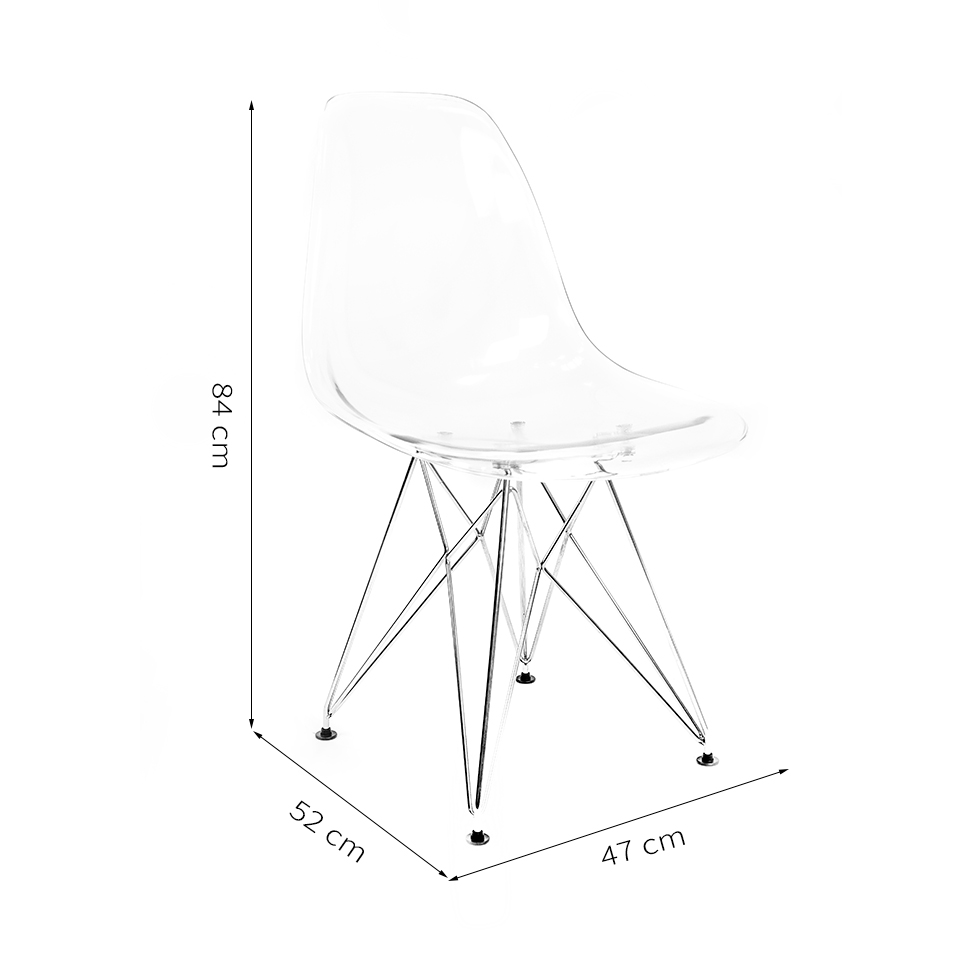 Cadeira de Cozinha Eames Cromada e Transparente