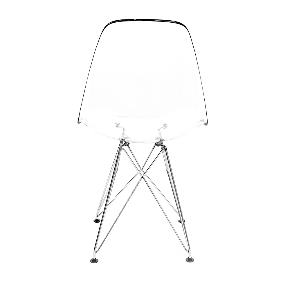 Cadeira de Cozinha Eames Cromada e Transparente