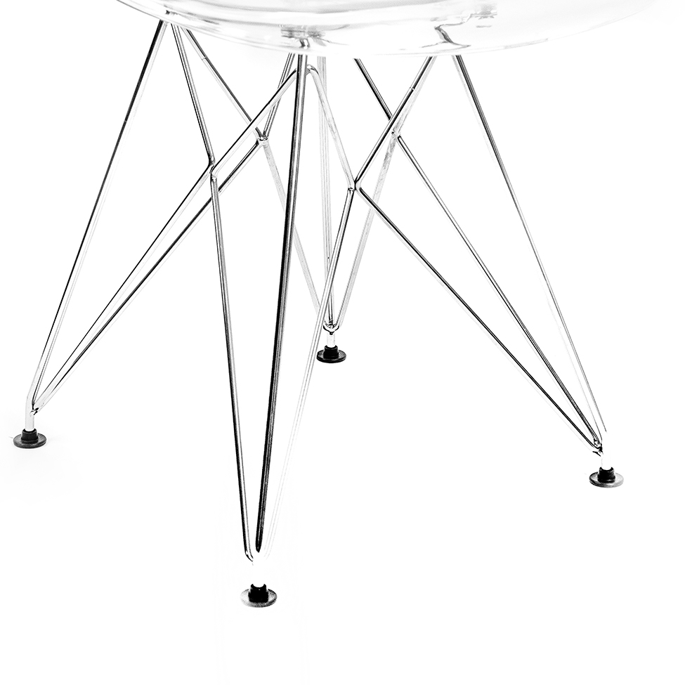 Cadeira de Cozinha Eames Cromada e Transparente