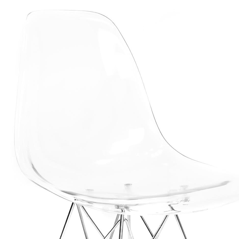 Cadeira de Cozinha Eames Cromada e Transparente