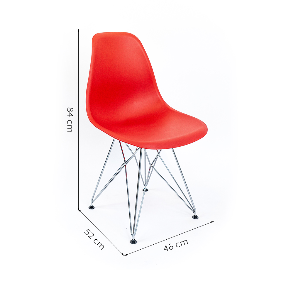 Cadeira de Cozinha Eames Cromada e Vermelha