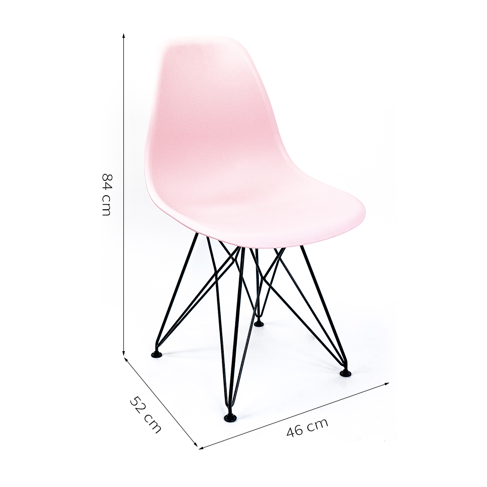Cadeira de Cozinha Eames Preta e Rosa