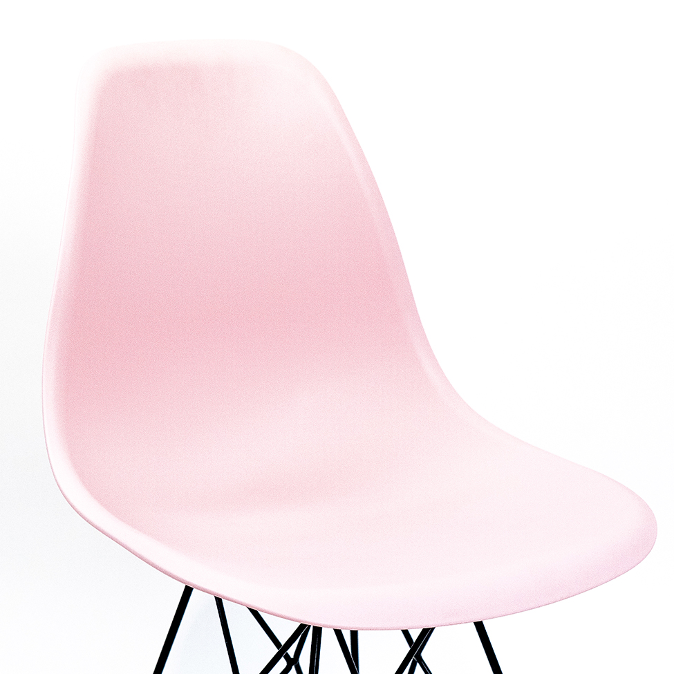 Cadeira de Cozinha Eames Preta e Rosa
