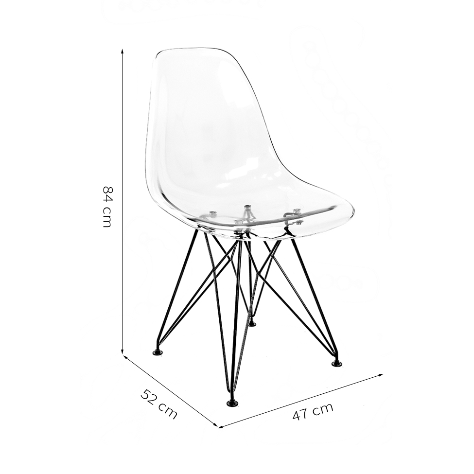 Cadeira de Cozinha Eames Preta e Transparente