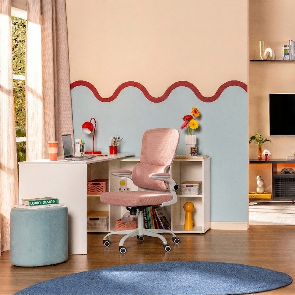 Cadeira de Escritório Giratória Diretor Joyful Rosa Claro