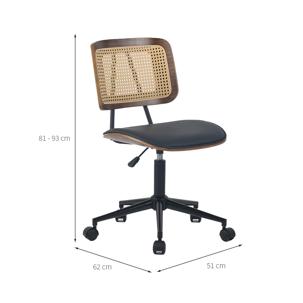 Cadeira de Escritório Gitatória  Secretária Hazel Nogueira e Preto