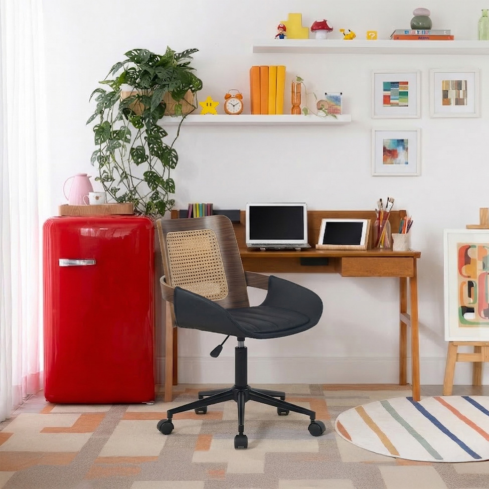 Cadeira de Escritório Gitatória  Secretária Magnolia Nogueira e Preto