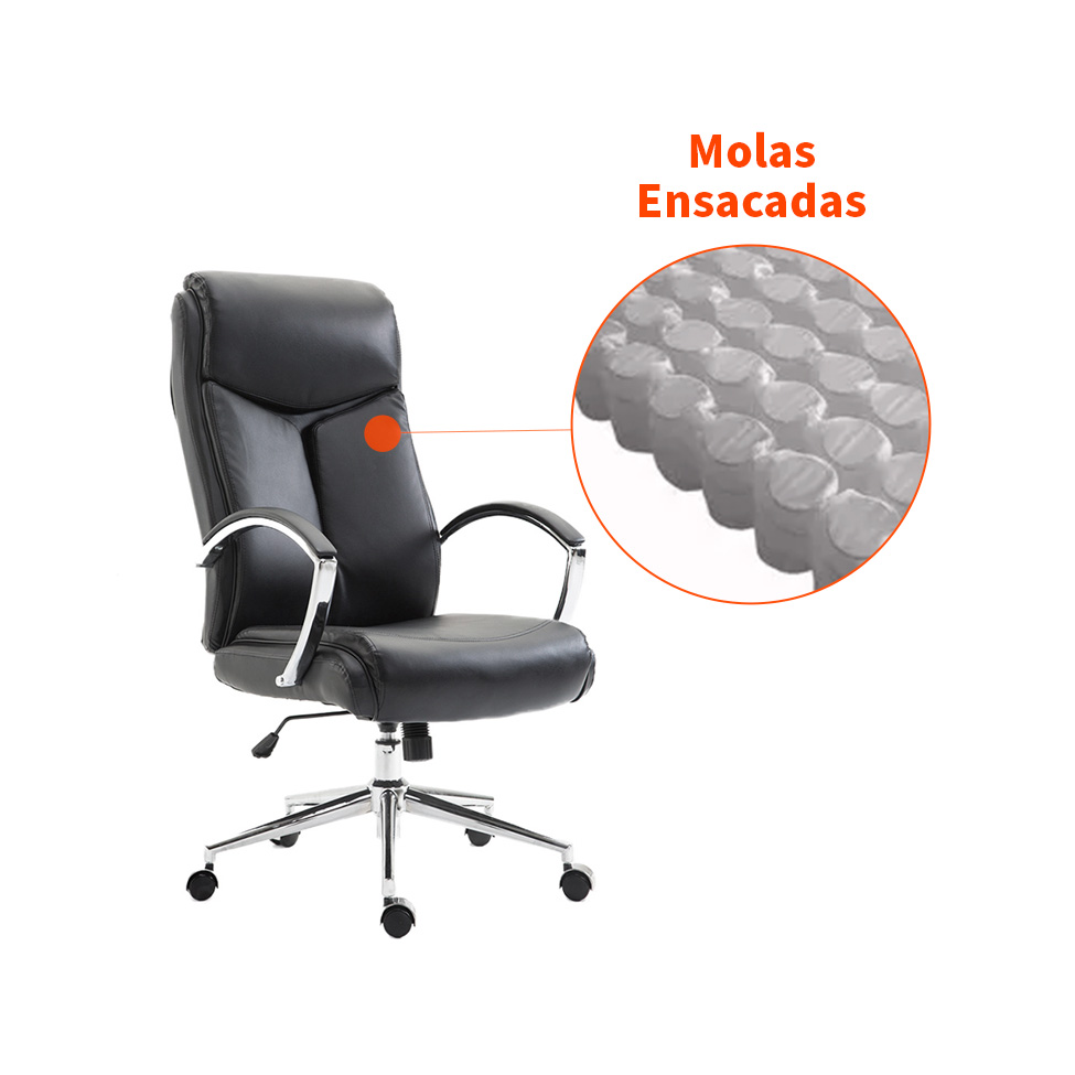 Cadeira de Escritório Presidente Giratória Evergreen Preta