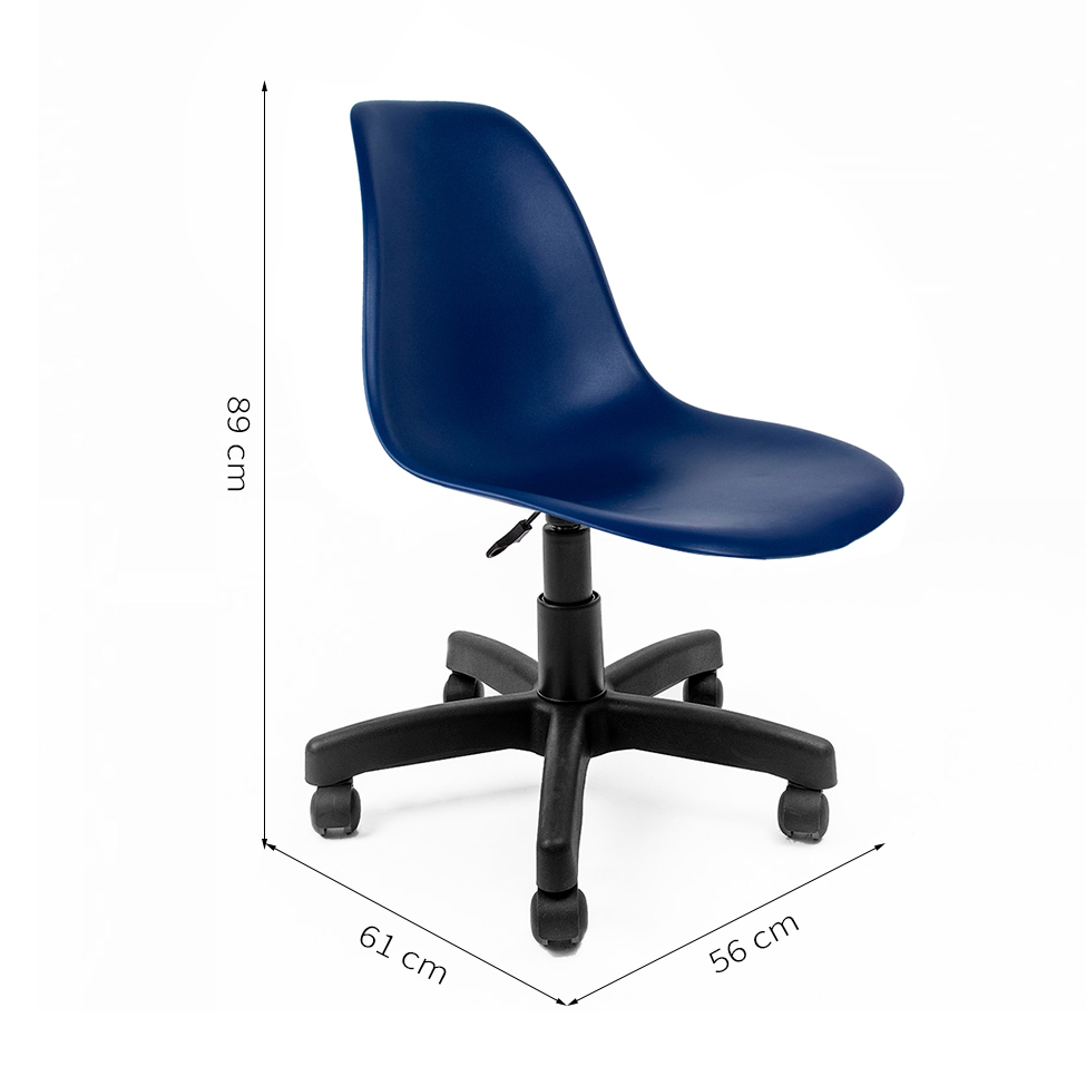 Cadeira de Escritório Secretária Eames Preta e Azul Marinho