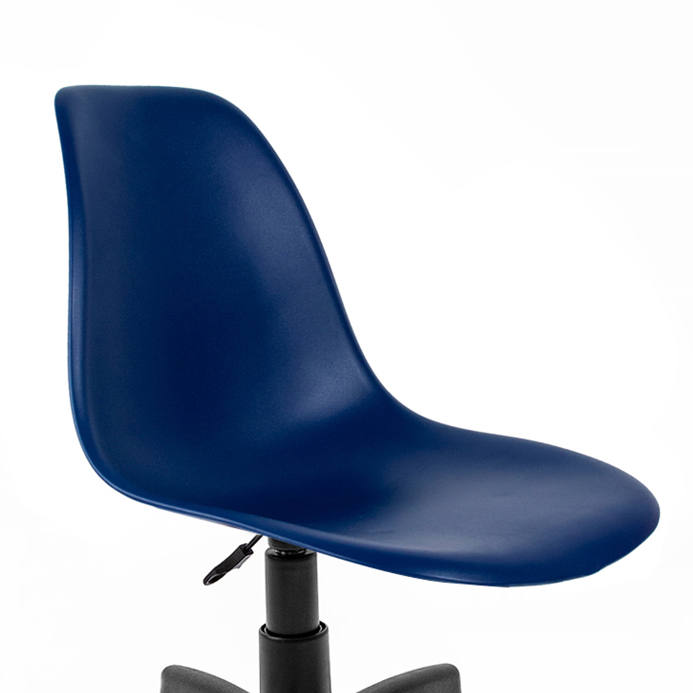 Cadeira de Escritório Secretária Eames Preta e Azul Marinho