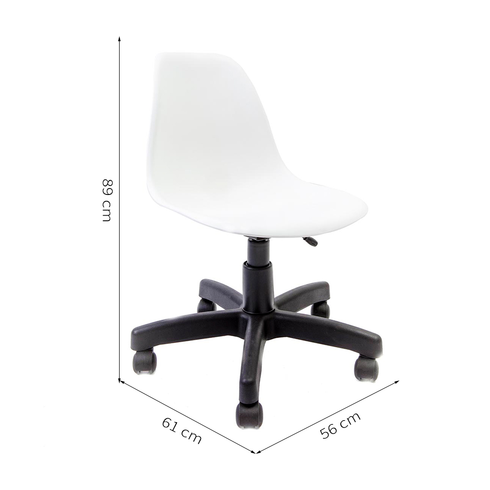 Cadeira de Escritório Secretária Eames Preta e Branca